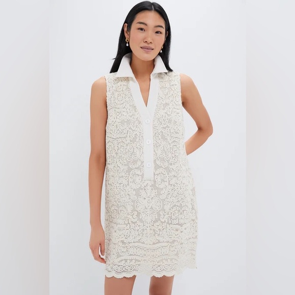 Tuckernuck Dresses & Skirts - Tuckernuck Tan Lace Sleeveless Collier Dress Women’s Size Small NEW